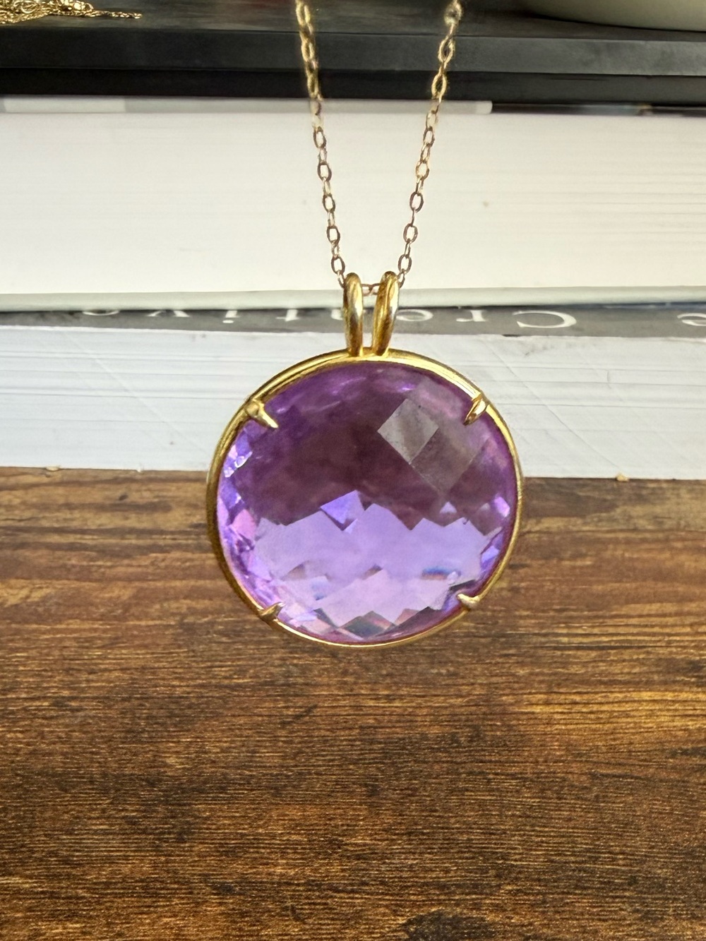 Hawaiian Necklace with Andara Crystal - purple one side, pink other side